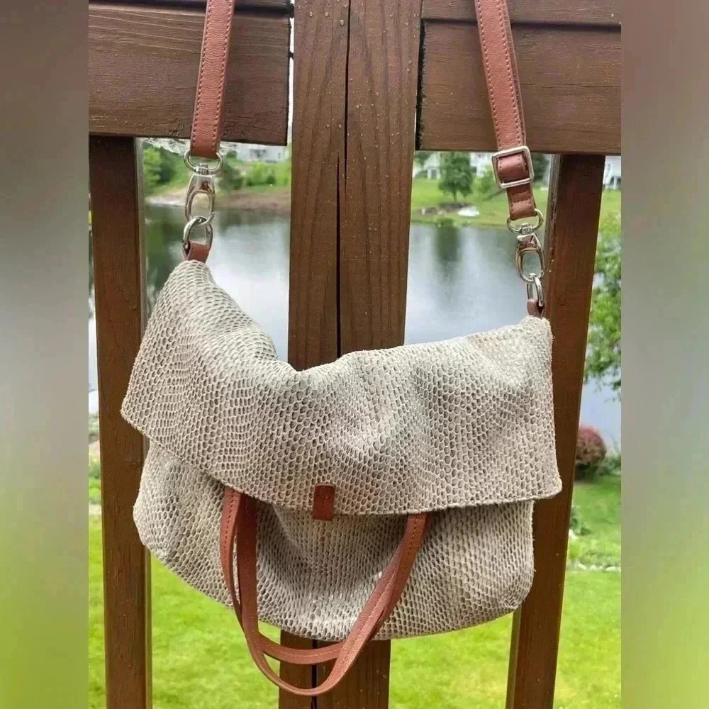 Gray snakeskin purse